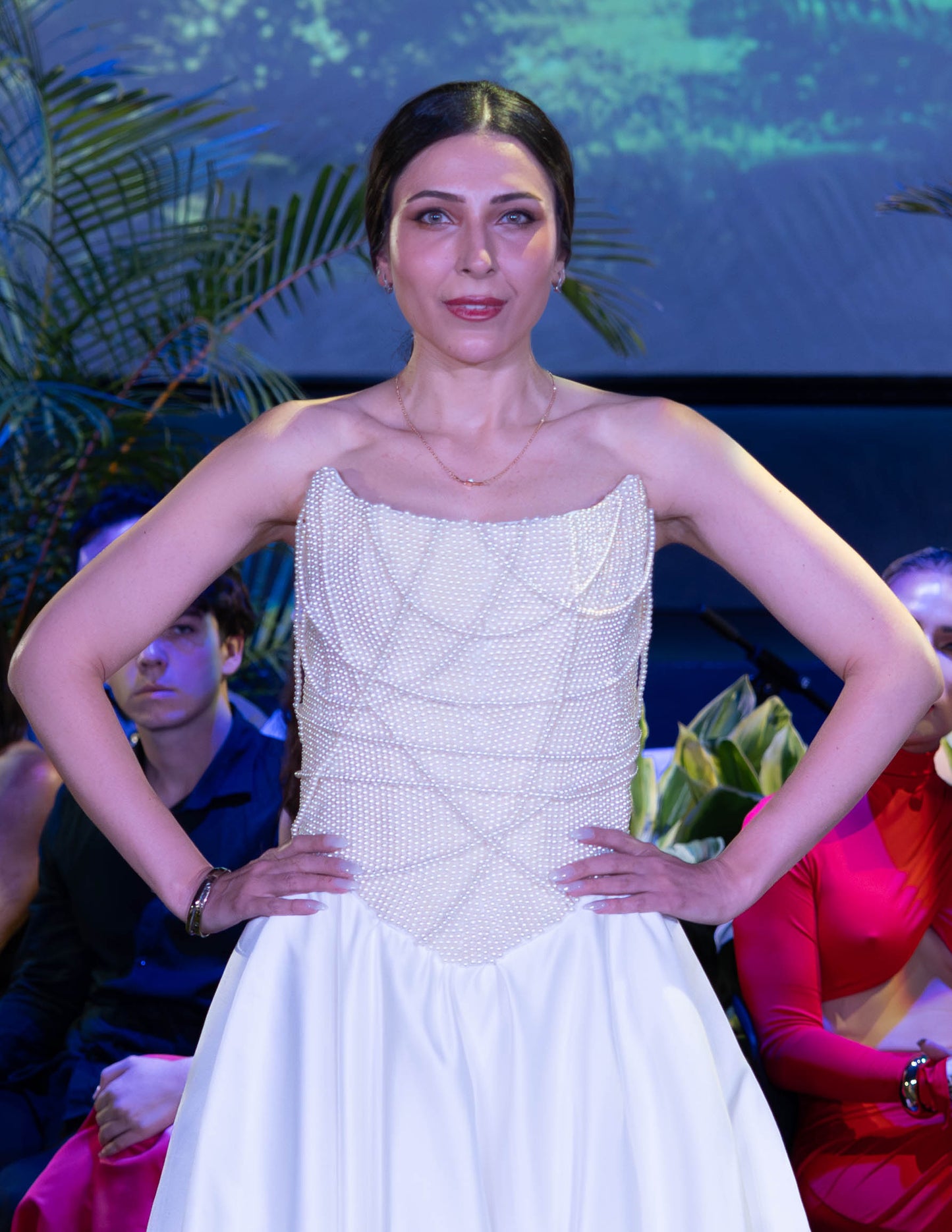 Opaline Majesty: Pearl Beaded Bridal Gown